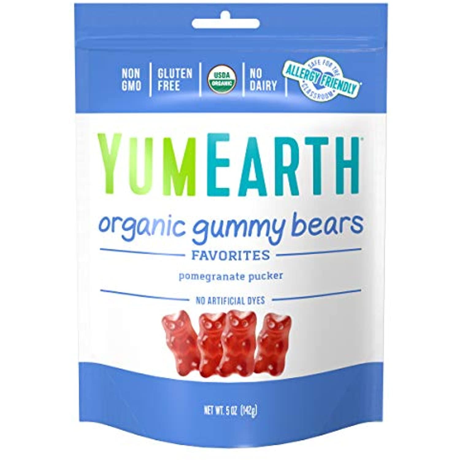 Yumearth Organic Pomegranate Pucker Gummy Bears, Pack Of 12 (5 Oz