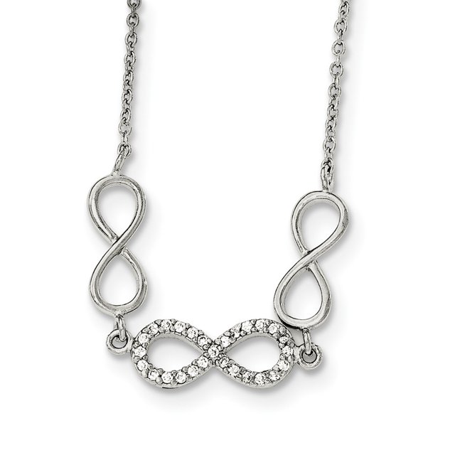 Bague en Argent Sterling 925 Printemps Poli CZ Zircon Cubique Diamant Simulé Symbole Infini Collier 18 Pouces Bijou Gi