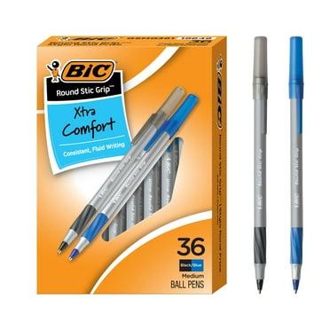 BIC Round Stic Grip Xtra Life Ball Pen, Medium Point (1.2mm), Assorted, 36-Count