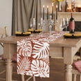 thumbnail image 2 of Palm Tree Monstera Burlap Cotton Table Runner 13x120 Inches Long, Rust Red Leaf Boho Botanical Tropical Farmhouse Table Runners, Outdoor Dining Tablecloths Decor for Baby Shower/Party/Wedding, 2 of 8