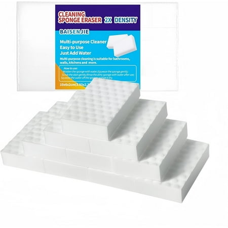 Magic Sponges Eraser,10 Pack Melamine Sponge in Bulk,2X Density,Long Lasting,Cleaning for Kitchen, Bathroom,Bathtub, Sink,Furniture, Wall Cleaner (White,3.93x2.36x0.79in)