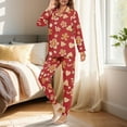 thumbnail image 3 of DISNIMO Women's Two Piece Pajamas Sets Cookies Printed Long Sleeve Button Down Sleepwear with Long Pants Casual Loose Lounge Set with Pocket, 3 of 7