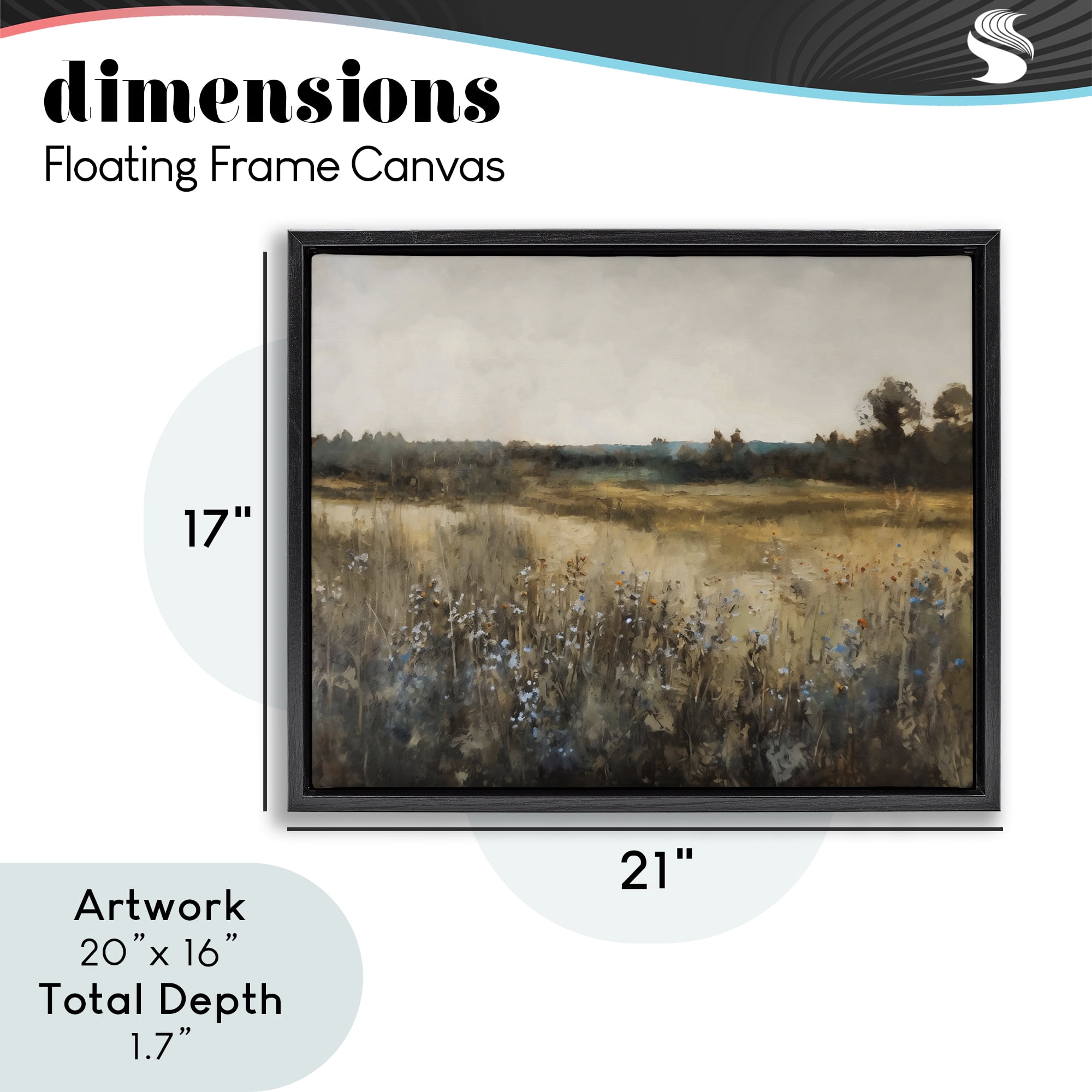 Stupell Industries Wildflowers & Wheat Meadow Black Framed Floater Canvas Wall Art, design by Creative Studio