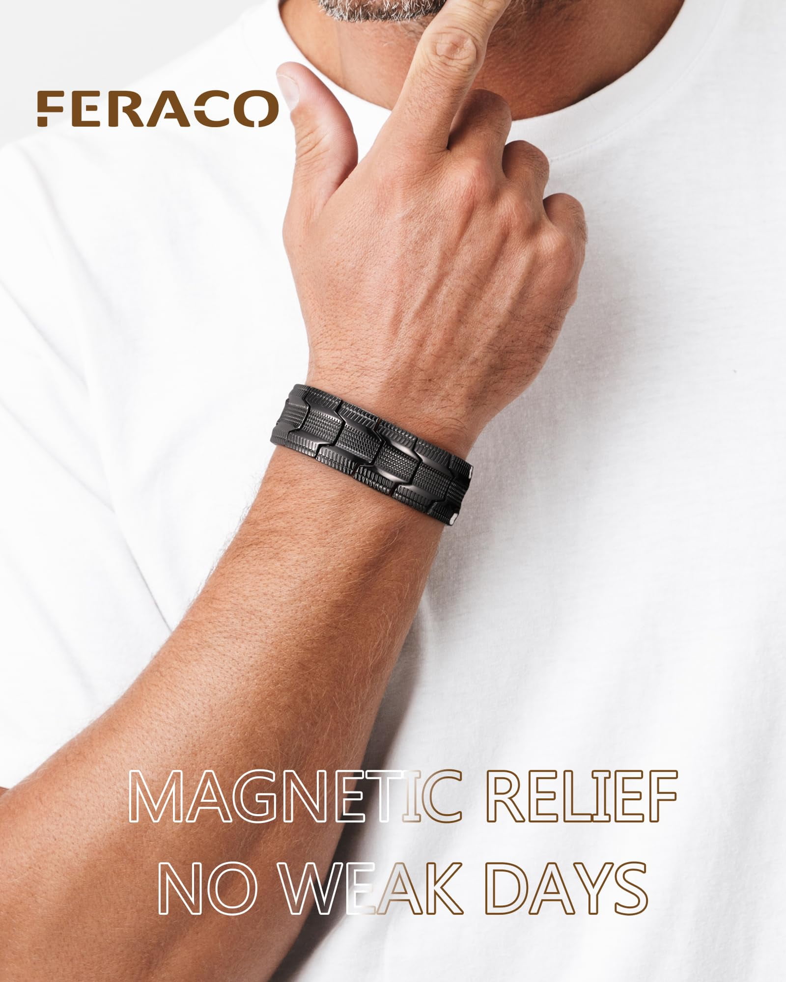 Wollet Copper Magnetic Bracelet for Men 3X Strength,Copper Jewelr Gift with 3800 Gauss Magnets