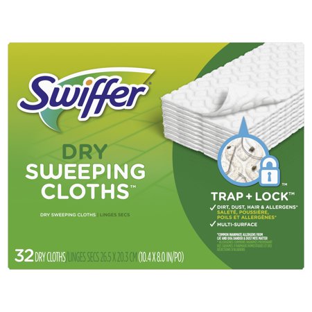 Swiffer Sweeper Dry Sweeping Pad, Multi Surface Refills for Dusters Floor Mop, Unscented, 32 count