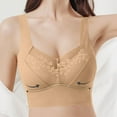 thumbnail image 2 of Swuxness Womens Comfortable Wireless Bra, Women's Push Up Bras, Women Solid Color Lace No Underwire Lightweight Everyday Wear Bras Khaki, XXL, 2 of 5