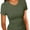 Olive Green, variant on Women's Crew Neck Ribbed Fitted Shirt, Basic Short Sleeves Slim Fit Tops Summer T Shirt