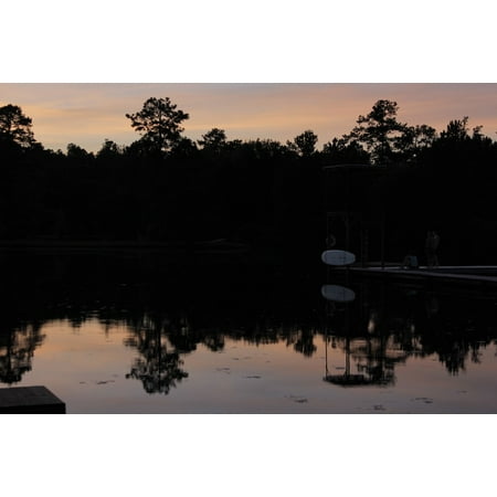 Sunset Dock - LAMINATED POSTER Reflection Trees Dock Sunset Beautiful Lake Poster Print 24 x 36