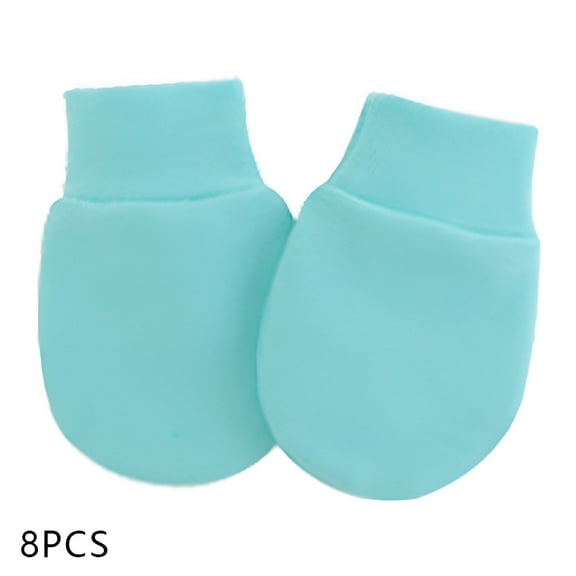 TELOLY 8Pcs Baby Mittens,Comfortable Cuff Baby Mittens Newborn,Cute Design Newborn Mittens No Scratch,Blue