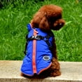 thumbnail image 4 of Pet Cotton Coat Plain Back Zipper Hit Color Chest Strap Design Pet Dog Coat Outdoor Puppy Warm Clothing Small and Medium-sized Dog Clothing,Blue, 4 of 6