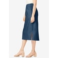 thumbnail image 3 of Jessica London Women's Plus Size Casual Comfort Elastic Waist Stretch Denim Midi Skirt, 3 of 6