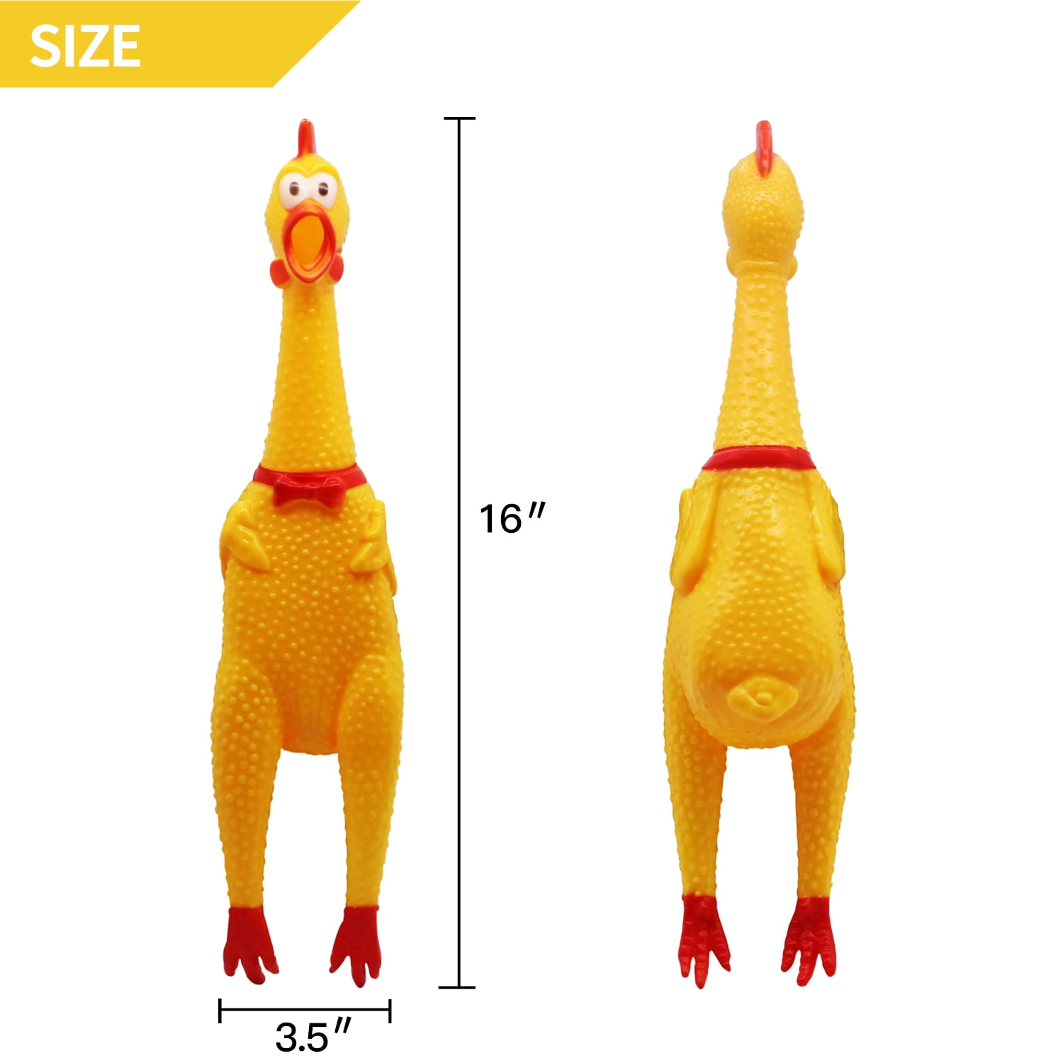 Squeaky rubber top chicken dog toy