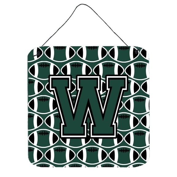 Letter W Football Green and White Wall or Door Hanging Prints