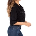 thumbnail image 4 of JuicyTrendz Women’s Cropped Denim Jacket – Button-Down, Long Sleeve, Stylish Cropped Stretch Coat Black L, 4 of 6
