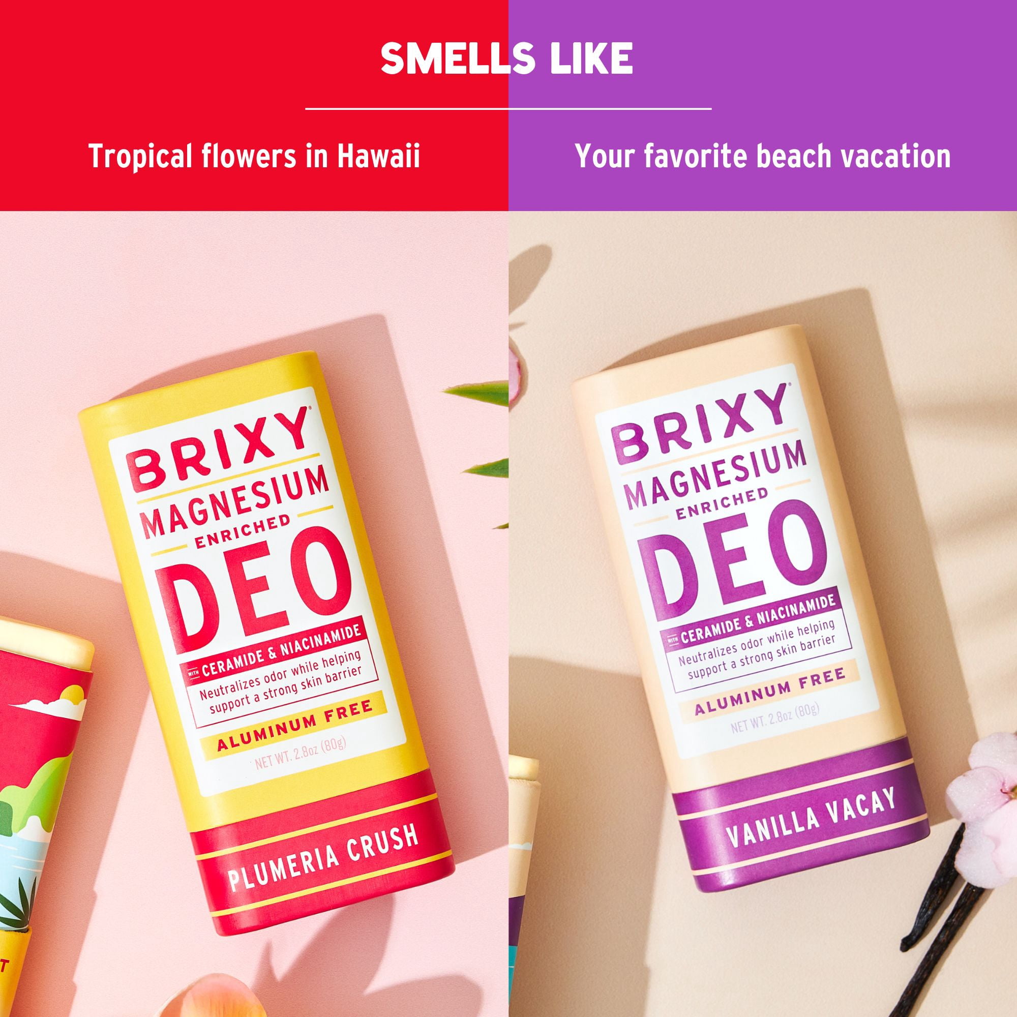 BRIXY Magnesium Deodorant, Odor Control With Ceramide & Niacinamide For Skin Health, Aluminum Free, Baking Soda Free, EWG VERIFIED, Sensitive Skin Deodorant, Vegan, Plastic Free, Light Scent (2 Pack)