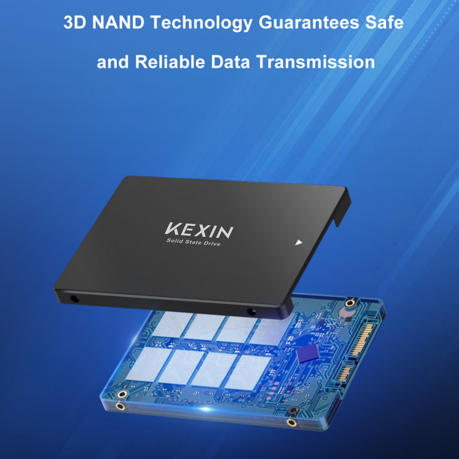 KEXIN 512GB Internal SATA III 2.5 Inch SSD with 3D NAND Flash Up