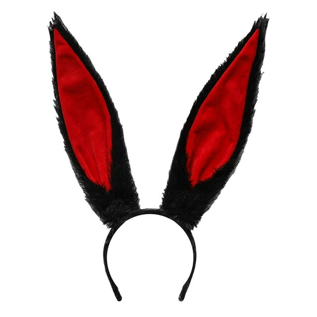 Bonita diadema con orejas, tocado, capucha con orejas de conejo, accesorios para disfraz Negro
