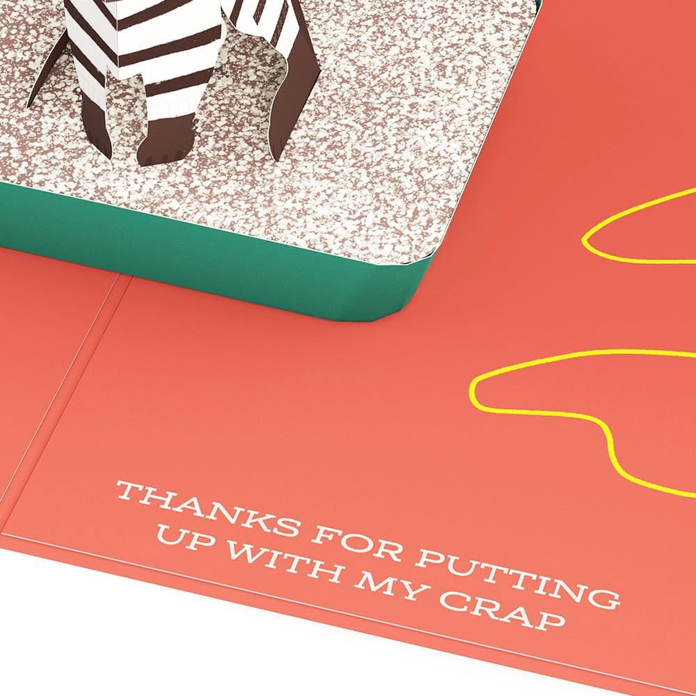 Mother's Day Pop-Up Card for Her - 3D Greeting Cards Mom, Wife, Women Thanks Putting Up with My Mess 5" x 7" Blank Notecard & Envelope Included