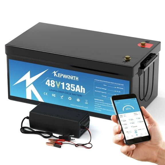 KEPWORTH 48V LiFePO4 Battery 135Ah, Lithium Batteries with 200A BMS, Rechargeable Deep Cycle, widely used for Trolling Motor, Marine, Camper, RV, Solar Power, Off Grid, Lawn Mower