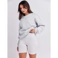 thumbnail image 3 of Chandail à Manches Longues pour Femmes, Col Rond Décontracté, Coupe Ample, Chandail à Capuche, Polaire, Automne, 3 of 6