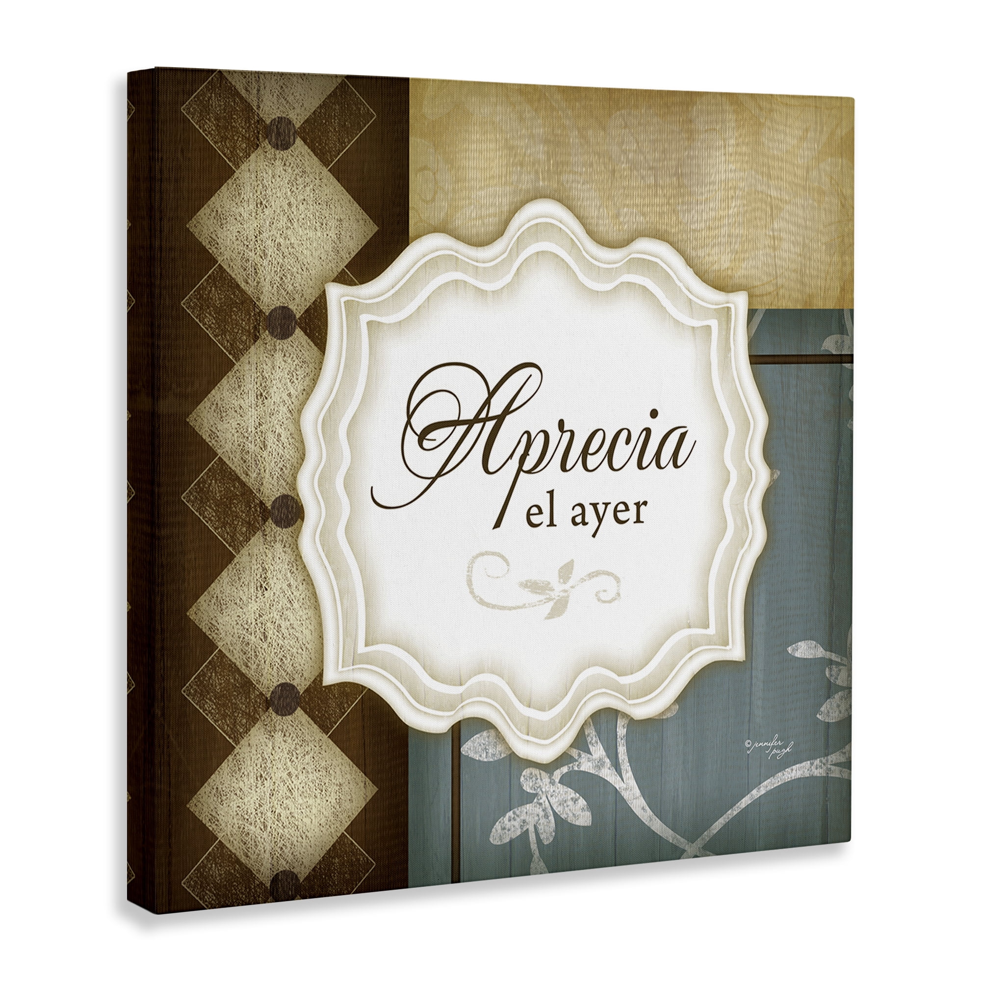 Stupell Industries Aprecia el Ayer Inspirational Quotes & Sayings Painting Wrapped Canvas Art Print Wall Art, 24 x 24