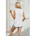thumbnail image 4 of TODOZO Womens Sleeveless Button Down Shirt V Neck Casual Collared Blouses Solid Basic Summer Dressy Ruffle Tank Top Work Office Tops V Neck Summer Blouses Loose Office Tank Tops, 4 of 5