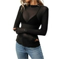 thumbnail image 2 of JIUWEN Women's Basic Long Sleeves Mesh Sheer Tops-Black-L,Sheer Tops for Women,Mesh Long Sleeve Tops for Women, 2 of 6