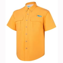 Tuna Men's Fishing UPF 50  Sun Protection Anti-Static Waterproof Breathable Quickly Dry Hiking Short Sleeve Shirts Mock Orange 17 3X-Large