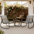 thumbnail image 4 of Lofka 3 Pieces Patio Bistro Set , Outdoor Furniture Set with Coffee Table for Garden|Balcony|Porch,Gray, 4 of 11