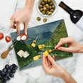 thumbnail image 5 of Woodland Cutting Board, Mountain Landscape Road Cloudy Sky Pine Trees Forest Summer Rainy Day Scene, Decorative Tempered Glass Cutting and Serving Board, Small Size, Green Grey Brown, by Ambesonne, 5 of 5
