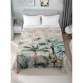 thumbnail image 2 of Full Size Flat Sheet Only, Summer Palm Trees Soft Brushed Microfiber Bed Sheets, Vintage Botanical Tropical Leaves Hotel Quality Breathable Bedding Top Sheet, Easy Care, 81"x96", 2 of 9