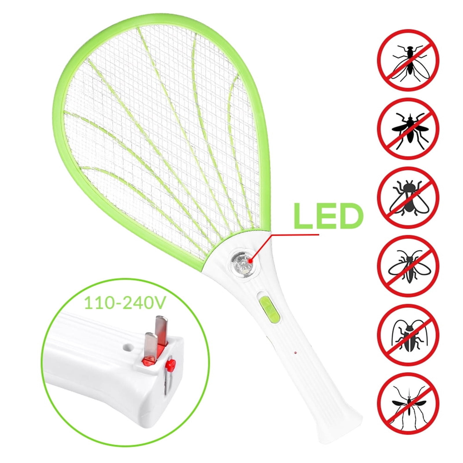 Electric Mosquito Swatter, 2-in-1 Rechargeable with LED Light, 1 Pack Pink Triple-Layer Mesh Shock-Proof Mosquito Killer, For Indoor Outdoor Patio Bedroom Mosquito and Fly Zapping