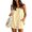 Light Yellow, variant on OOOUM Women 2 Piece Matching Outfits Strapless Smocked Top Elastic Waist Shorts Set Light Textured Woven Fabric Solid Color Casual Summer Clothing Set White L