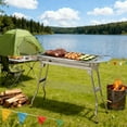 thumbnail image 4 of Folding Portable Charcoal BBQ Grill Stainless Steel Silver Camp Picnic Cooker, 4 of 9