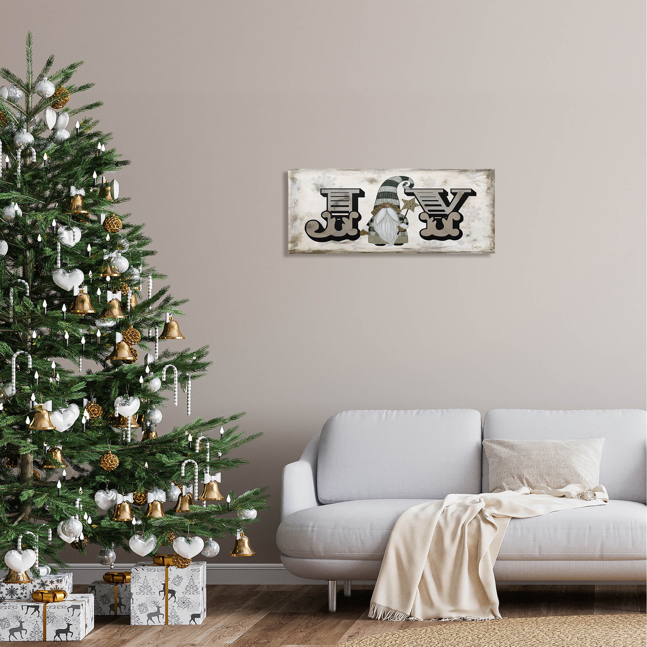Stupell Industries Joy Vintage Holiday Gnome Graphic Art Gallery Wrapped Canvas Print Wall Art, Design by Livi Finn