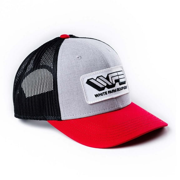 White Farm Equipment Logo Silver/Red/Black Mesh Back Hat, WHGRM