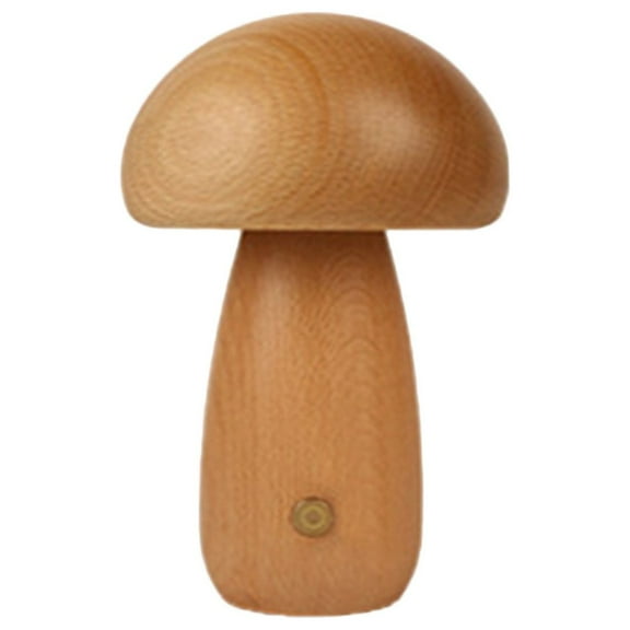 JGJJUGN Rechargeable Wooden Mushroom Night Light | Cute Touch Sensor Desk Lamp | LED Room Decor | Cozy Bedside Table Lamp | Battery-Powered Soft Glow Light for Bedroom, Living Room, Dining Room