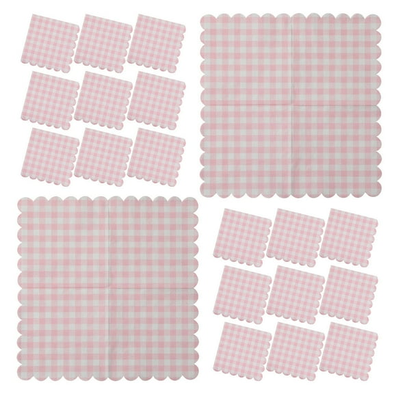 Supvox Valentine's Day Scalloped Paper Napkins Pink Paper Napkins 40Pcs