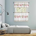 thumbnail image 6 of Poppy Flowers Kitchen Curtains Valances and Tiers Set of 3 Pink Floral Leaf Butterfly Farmhousue Tier Curtains and Valance with Rod Pocket for Small Windows, 27.5"x24", 6 of 9