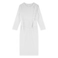 thumbnail image 5 of Zaldita Plus Size Bodycon Dress for Women Long Sleeve Pencil Peplum Cocktail Midi Dresses White XXL, 5 of 7