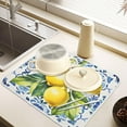 thumbnail image 2 of Lemon Italian Tile Blue E Dish Drying Mats for Kitchen Counter Absorbent Microfiber Dish Drying Matt 16 x 18 Inch Draining Reusable Rack Pad, 2 of 8