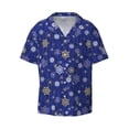 thumbnail image 3 of Cauagu Golden Snowflakes Royal Blue Men's Short Sleeve Button Down Hawaiian Shirt for Men Bowling Shirts Casual Summer Beach Shirt,3X-Large, 3 of 6