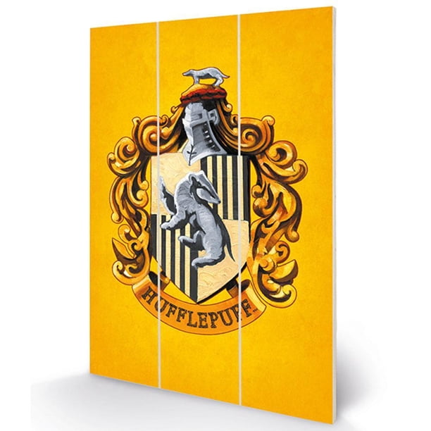 Harry Potter - Estampado Diseño Hufflepuff de Madera (Amarillo)