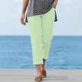 thumbnail image 6 of SwiftWear Women's Cotton Linen Straight Leg Pants Elastic Waist Casual Ankle Cropped Trousers with Pockets Stretch Pull On Comfy Pants, 6 of 9