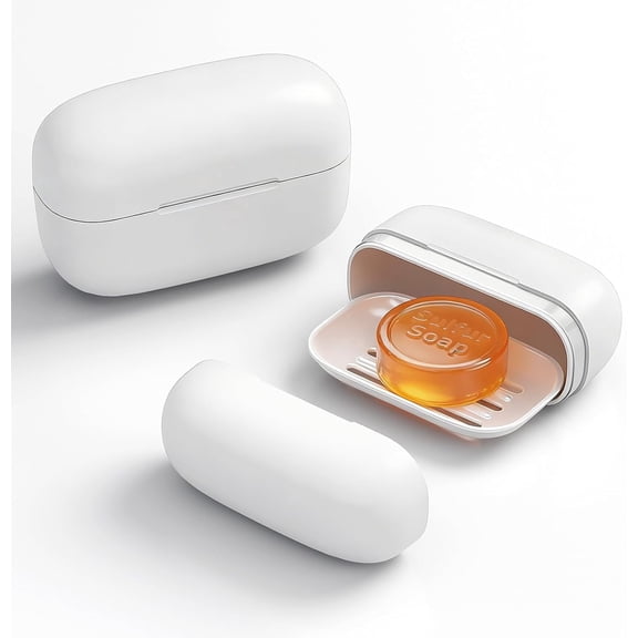 2 Pcs Bar Soap Travel Case, Leakproof Soap Container with Draining Layer, for Shower Camping Gym Bathroom