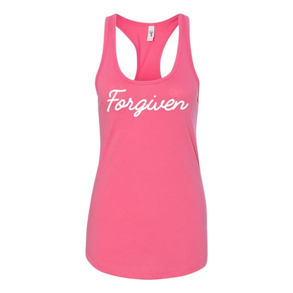 Ladies Christian Forgiven Racerback Tank Top-Hot Pink-xs