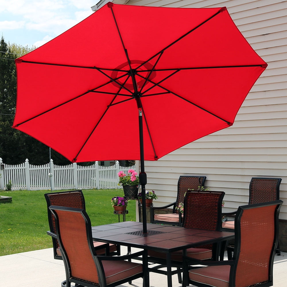 Sunnydaze Patio Umbrella with Tilt & Crank 9ft Aluminum Multiple