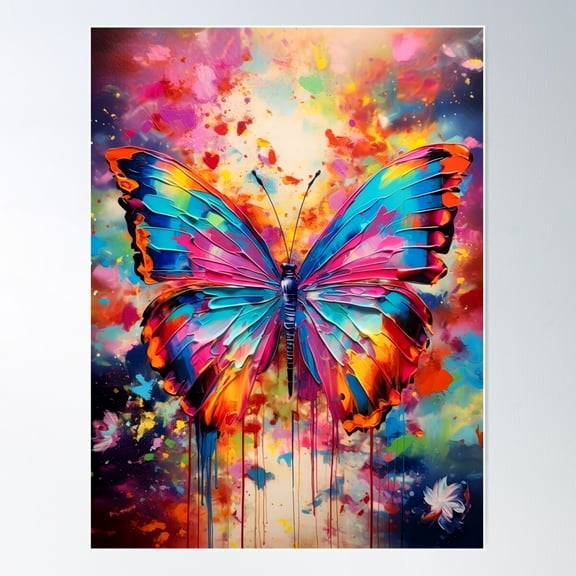 Colorful Butterfly 1 Poster Wall Art, Modern Wall Decor For Living Room Bedroom, 8x12 UNFRAMED