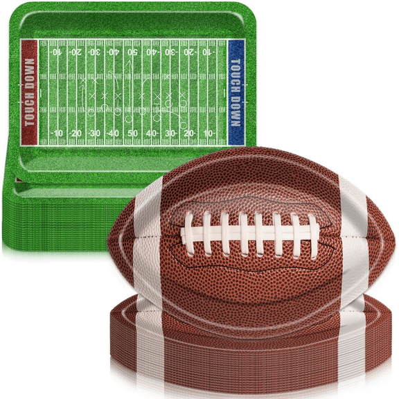 Football Party Supplies Kit 40 Pcs, Includes Dinner Plates, Dessert Plates for Football Fans Birthday Party Football Game Day Tailgate Party Decorations