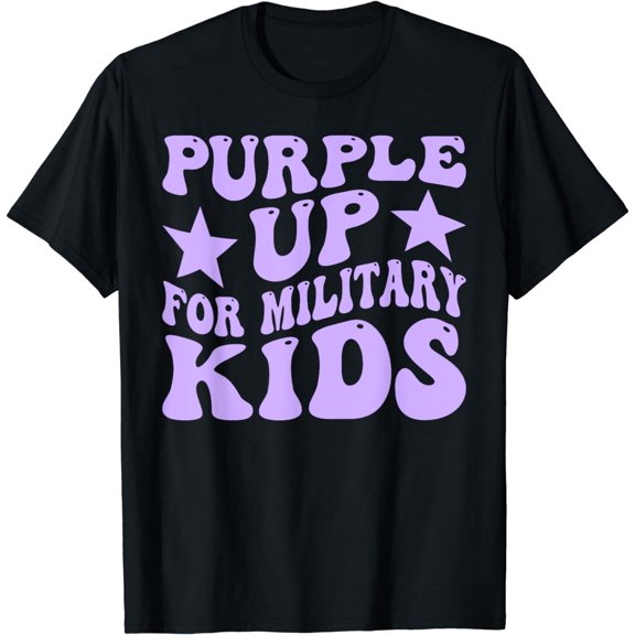 Purple Up For Military Kids Military Child Month Groovy T-Shirt